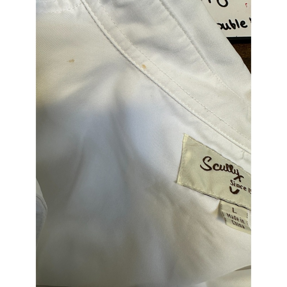 Scully Western Button Up Shirt Star Button Long Sleeve Large Country Mens White - Picture 8 of 15